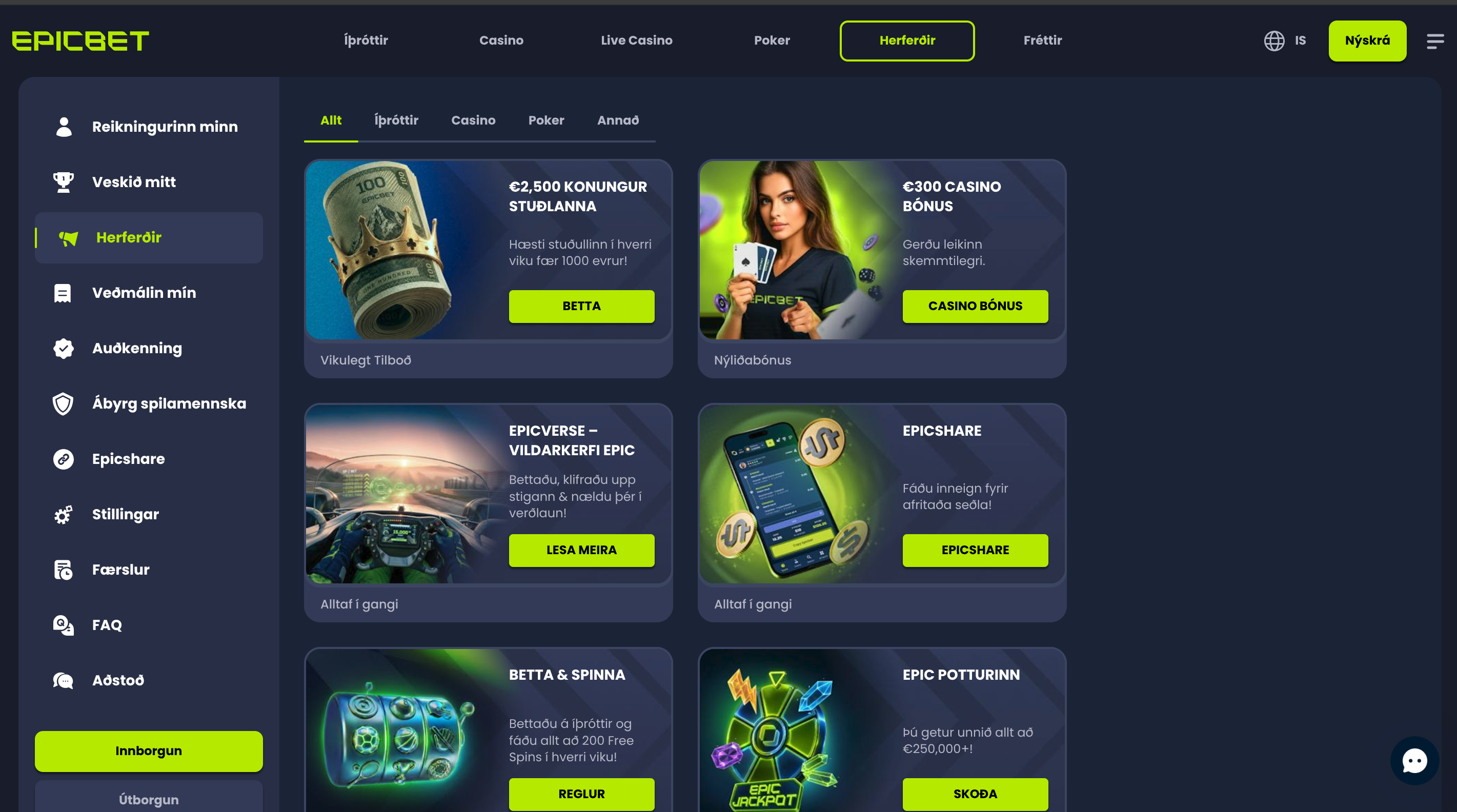 Bonuses & Promotions at Epicbet