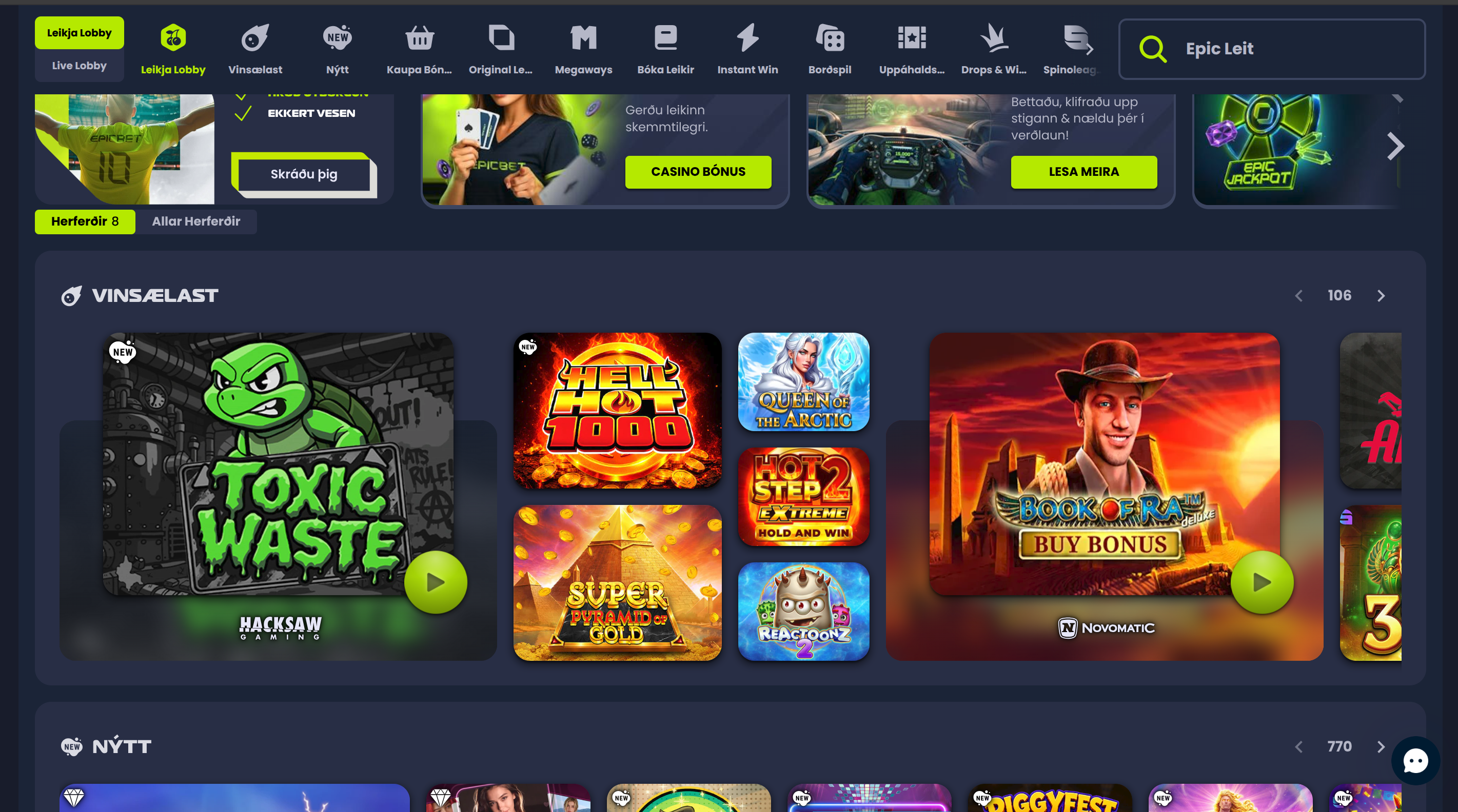 Slots, Jackpots & Instant Wins